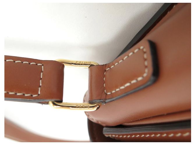 Céline BORSA CELINE TRIOMPHE CANVAS MARRONE TEEN IN PELLE DI VITELLO 188882BZ4.04LU - vista 7