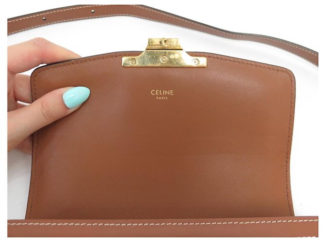 Céline BORSA CELINE TRIOMPHE CANVAS MARRONE TEEN IN PELLE DI VITELLO 188882BZ4.04LU - vista 8