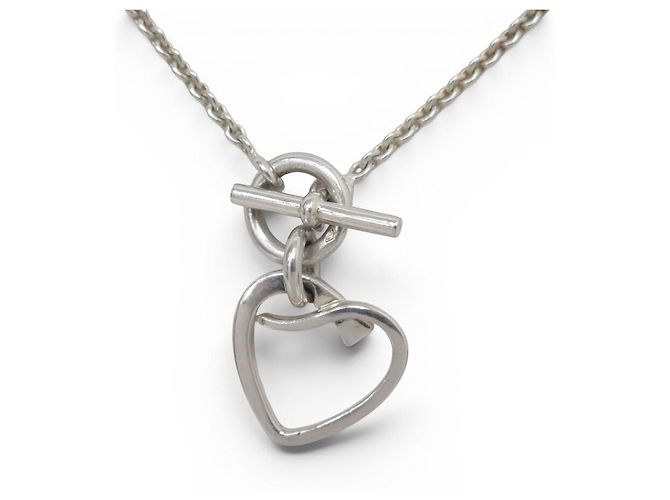 Hermès COLLANA VINTAGE HERMES COEUR AMULETTE IN ARGENTO STERLING 925 10GR SILVER NECKLACE - vista 2
