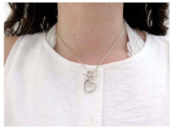 Hermès COLLANA VINTAGE HERMES COEUR AMULETTE IN ARGENTO STERLING 925 10GR SILVER NECKLACE - vista 8