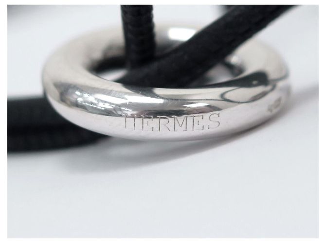 Hermès COLLAR HERMES SKIPPER NOIR PLATA 925 MACIZA BRAZALETE DOBLE VUELTA Negro - vista 11