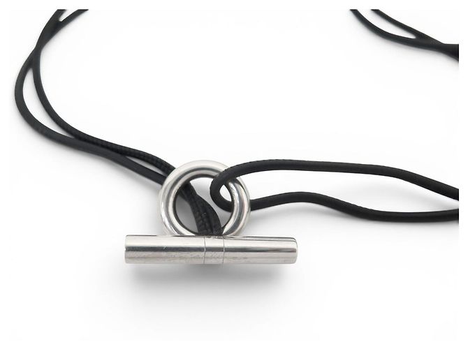 Hermès COLLAR HERMES SKIPPER NOIR PLATA 925 MACIZA BRAZALETE DOBLE VUELTA Negro - vista 2