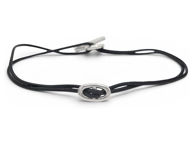 Hermès COLLAR HERMES SKIPPER NOIR PLATA 925 MACIZA BRAZALETE DOBLE VUELTA Negro - vista 4