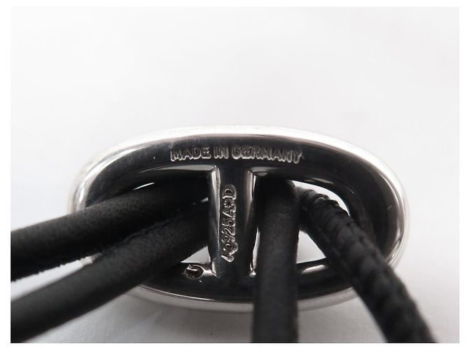 Hermès COLLAR HERMES SKIPPER NOIR PLATA 925 MACIZA BRAZALETE DOBLE VUELTA Negro - vista 8