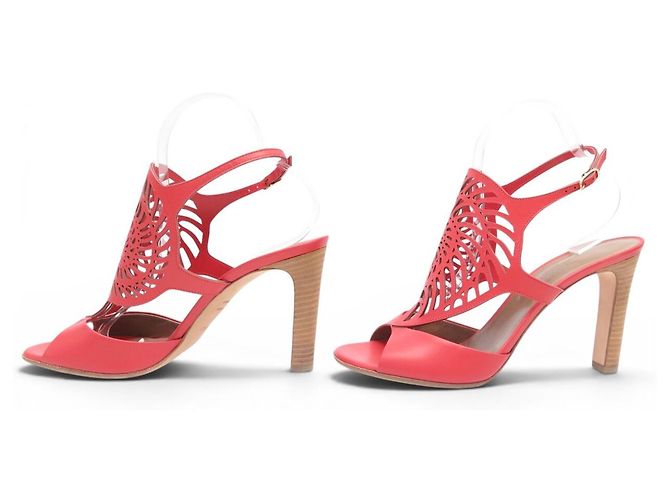 Hermès NEUE HERMES NAUTILUS PUMPS 40 ROTES LEDER LASERSCHNITT SCHUHE - Ansicht 2