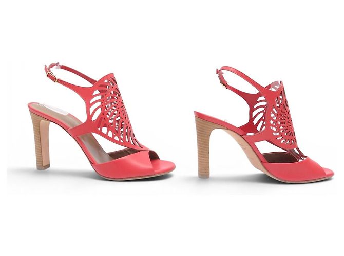 Hermès NEUE HERMES NAUTILUS PUMPS 40 ROTES LEDER LASERSCHNITT SCHUHE - Ansicht 3