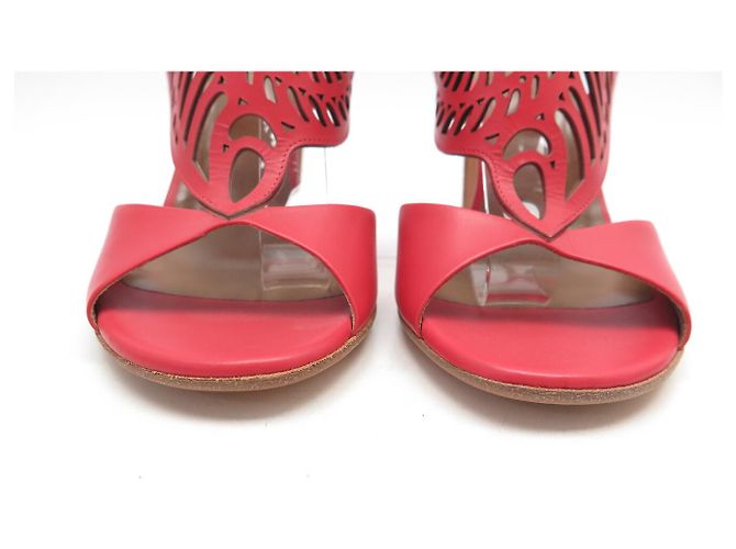 Hermès NEUE HERMES NAUTILUS PUMPS 40 ROTES LEDER LASERSCHNITT SCHUHE - Ansicht 4