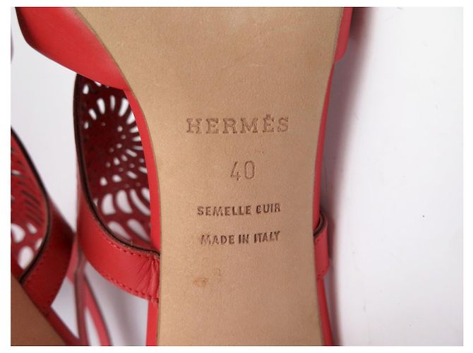 Hermès NEUE HERMES NAUTILUS PUMPS 40 ROTES LEDER LASERSCHNITT SCHUHE - Ansicht 6