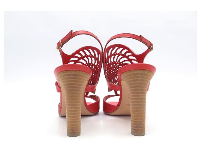 Hermès NEUE HERMES NAUTILUS PUMPS 40 ROTES LEDER LASERSCHNITT SCHUHE - Ansicht 7