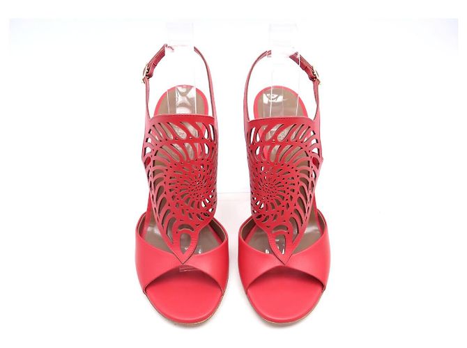 Hermès NEUE HERMES NAUTILUS PUMPS 40 ROTES LEDER LASERSCHNITT SCHUHE - Ansicht 9