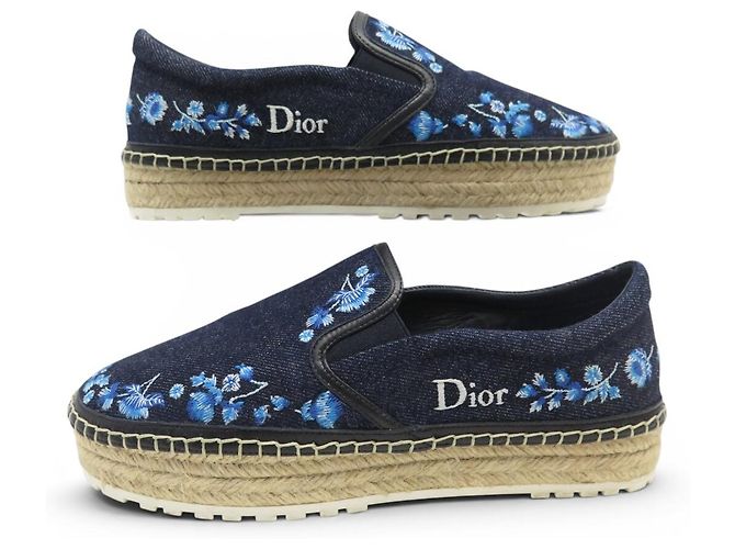 NUOVE SCARPE DIOR ESPADRILLES PRAIRIE 36.5 IT 37 37.5 FR DENIM Blu navy - vista 3
