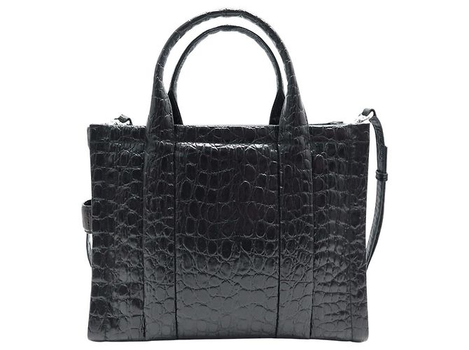 NUOVA BORSA MARC JACOBS THE MEDIUM TOTE BAG PELLE CROCO TRACCOLLA Nero - vista 2