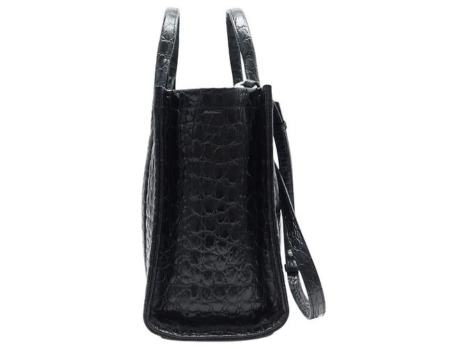 NUOVA BORSA MARC JACOBS THE MEDIUM TOTE BAG PELLE CROCO TRACCOLLA Nero - vista 3