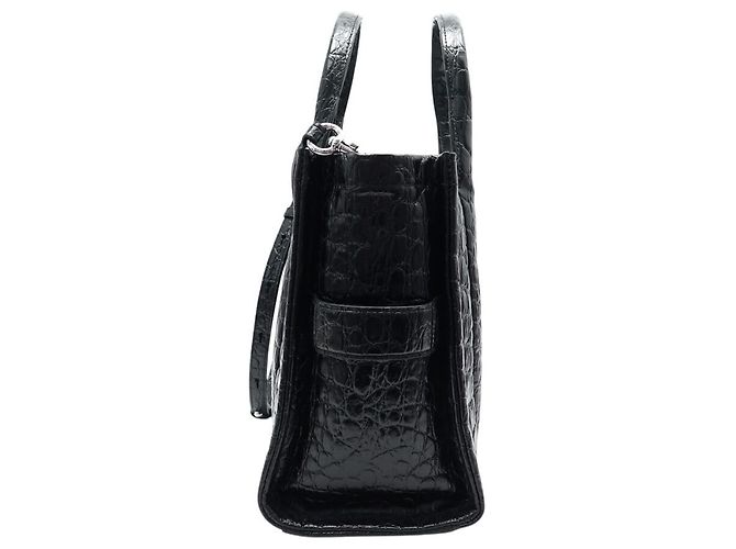 NUOVA BORSA MARC JACOBS THE MEDIUM TOTE BAG PELLE CROCO TRACCOLLA Nero - vista 4