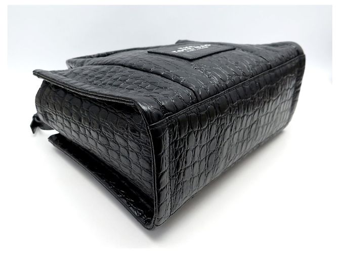 NUOVA BORSA MARC JACOBS THE MEDIUM TOTE BAG PELLE CROCO TRACCOLLA Nero - vista 5