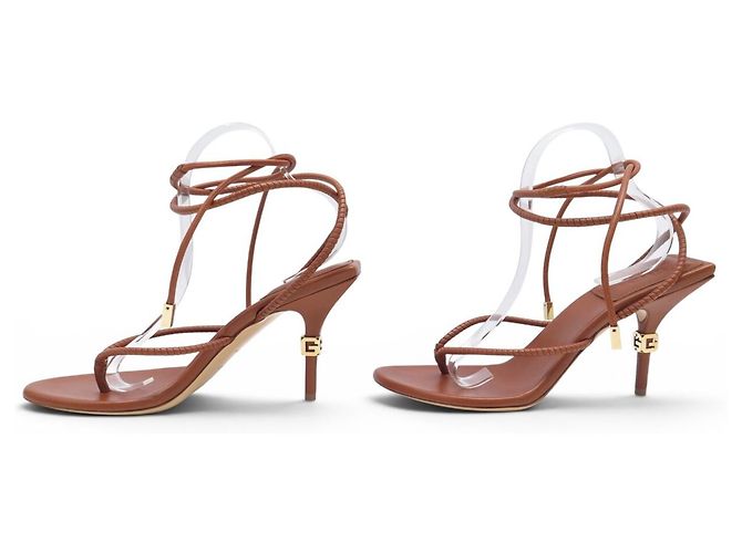 SANDALI CON TACCO GIVENCHY A CIABATTA CON STRAP IN PELLE MARRONE MULES 40 BROWN HEELS - vista 2