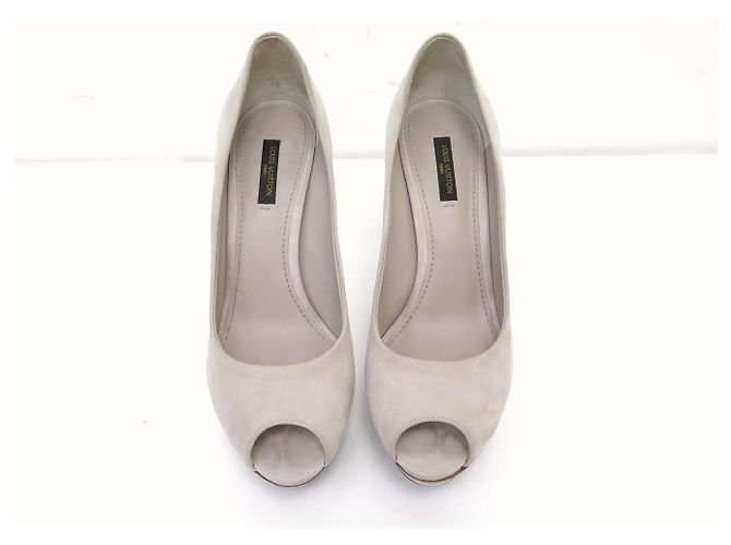 NEUE LOUIS VUITTON EYELINE OPEN TOE PUMP 39 WILDLEDER-PUMPS SCHUHE Grau - Ansicht 15