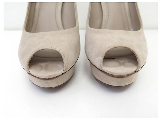 NEUE LOUIS VUITTON EYELINE OPEN TOE PUMP 39 WILDLEDER-PUMPS SCHUHE Grau - Ansicht 4