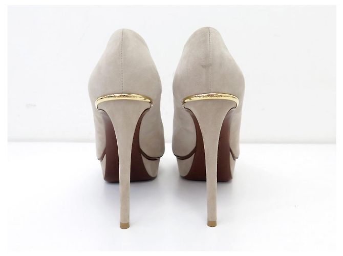NEUE LOUIS VUITTON EYELINE OPEN TOE PUMP 39 WILDLEDER-PUMPS SCHUHE Grau - Ansicht 5