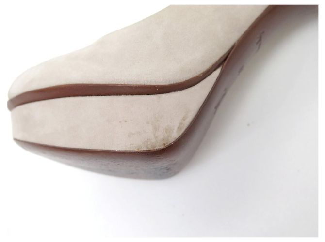 NEUE LOUIS VUITTON EYELINE OPEN TOE PUMP 39 WILDLEDER-PUMPS SCHUHE Grau - Ansicht 9