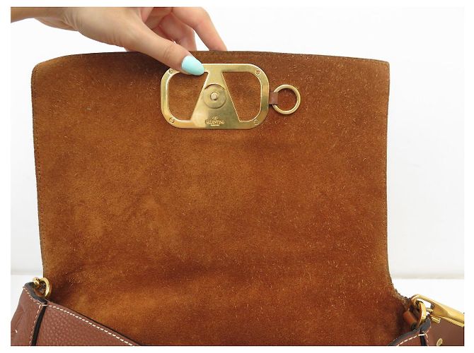 BORSA A SPALLA VALENTINO VSRING IN PELLE GRANULATA Marrone - vista 14