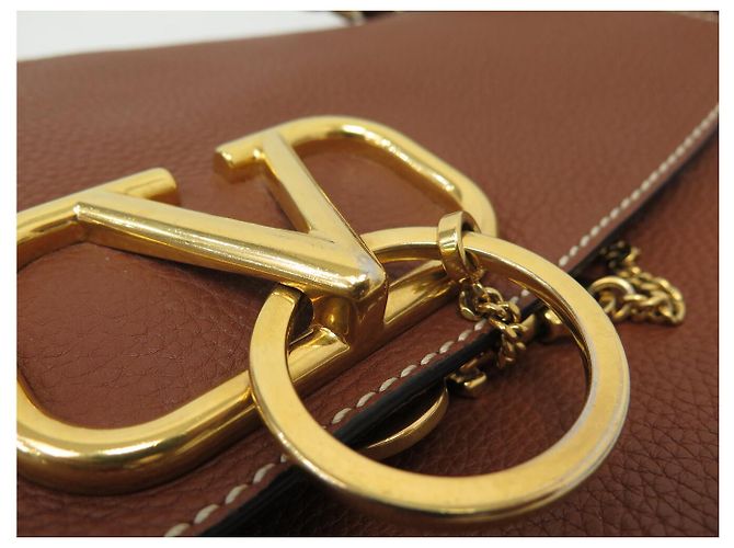 BORSA A SPALLA VALENTINO VSRING IN PELLE GRANULATA Marrone - vista 16