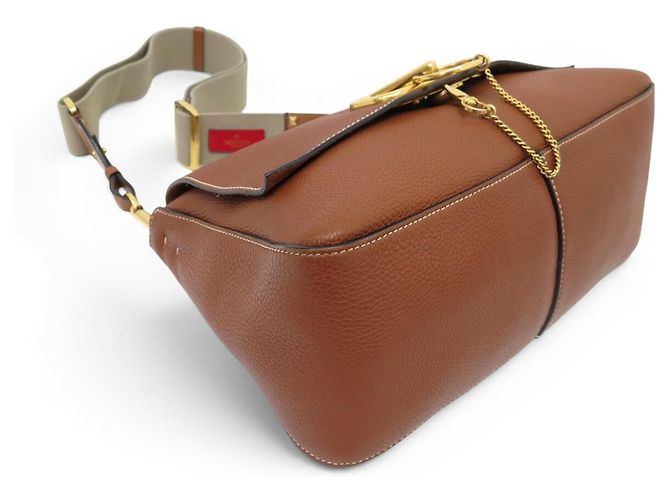 BORSA A SPALLA VALENTINO VSRING IN PELLE GRANULATA Marrone - vista 5