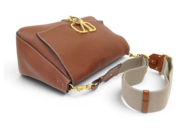 BORSA A SPALLA VALENTINO VSRING IN PELLE GRANULATA Marrone - vista 6
