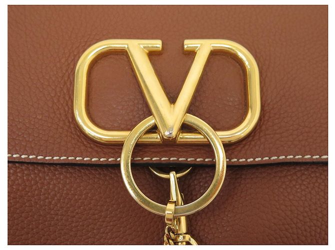 BORSA A SPALLA VALENTINO VSRING IN PELLE GRANULATA Marrone - vista 8