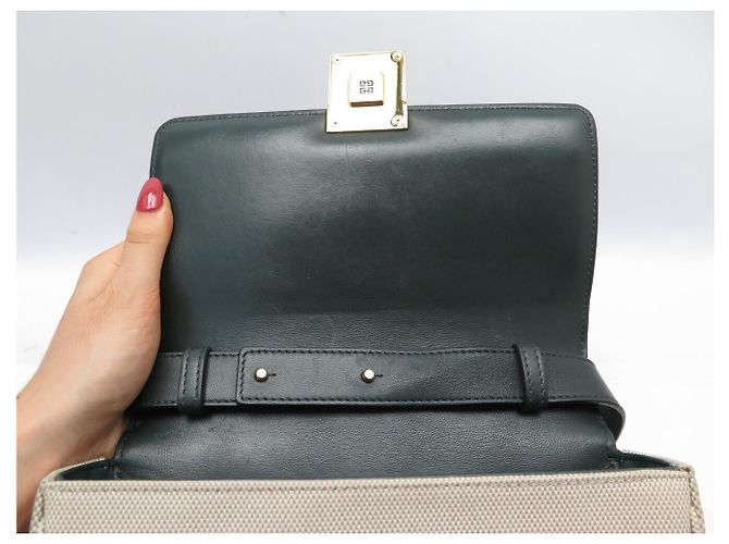 BORSA A MANO GIVENCHY 4G MEDIUM BB50JB179_311 PELLE VERDE E TELA TRACCOLLA A SPALLA - vista 6