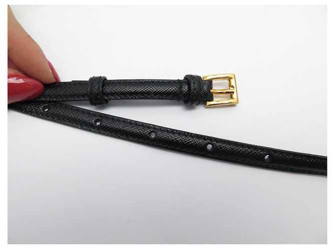 NEUES SET AUS DREI SCHMALEN PRADA 1C4067 T80 GÜRTEN SAFFIANO LEDER SCHWARZ - Ansicht 12