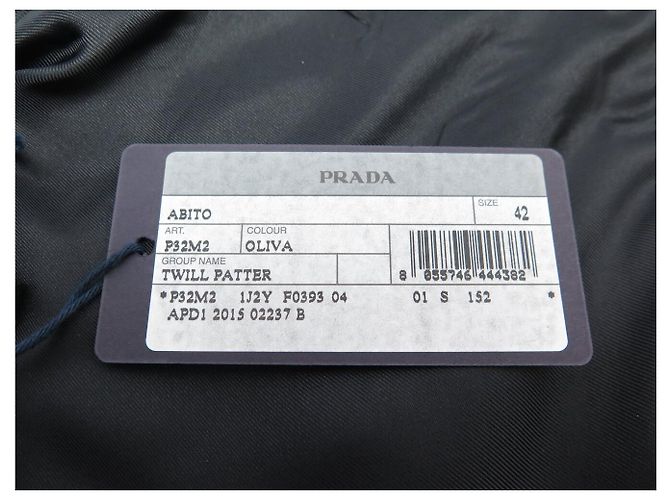 Etiquette NEUES PRADA P32M2 L 42 IT 38 40 FR M SEIDENKLEID OLIVENGRÜN - Ansicht 7
