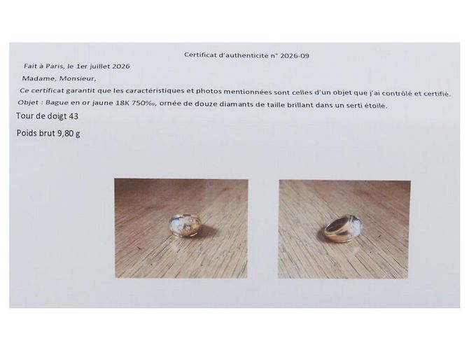 Autre Marque DOME RING 12 STERNGEFASSTE DIAMANTEN 0.39CT 43 IN 18K GELBGOLD PINKY RING - Ansicht 13