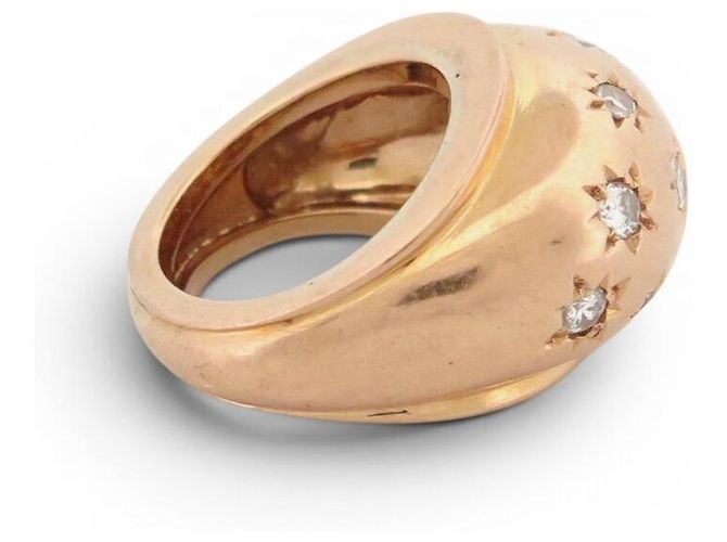 Autre Marque DOME RING 12 STERNGEFASSTE DIAMANTEN 0.39CT 43 IN 18K GELBGOLD PINKY RING - Ansicht 3