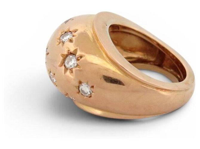 Autre Marque DOME RING 12 STERNGEFASSTE DIAMANTEN 0.39CT 43 IN 18K GELBGOLD PINKY RING - Ansicht 5