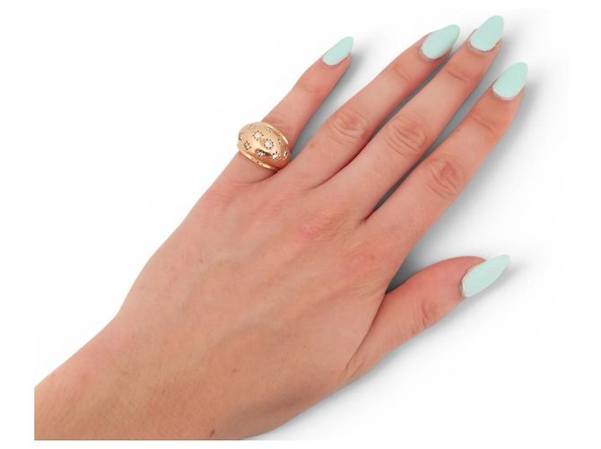 Autre Marque DOME RING 12 STERNGEFASSTE DIAMANTEN 0.39CT 43 IN 18K GELBGOLD PINKY RING - Ansicht 7