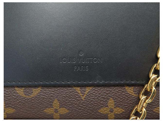 BORSA LOUIS VUITTON MARCEAU M46126 IN TELA MONOGRAM & PELLEGRO NERO Marrone - vista 11