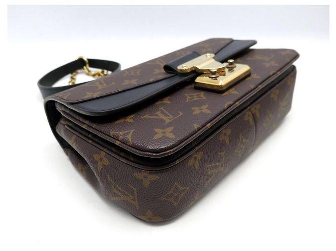 BORSA LOUIS VUITTON MARCEAU M46126 IN TELA MONOGRAM & PELLEGRO NERO Marrone - vista 3