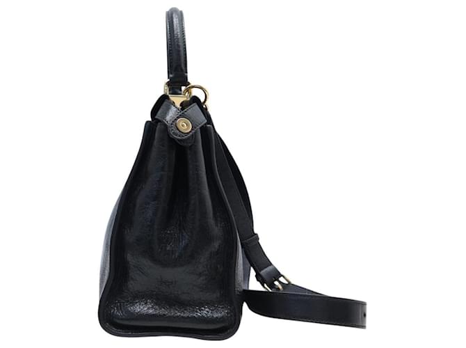 BORSA FENDI PEEKABOO MEDIUM 8BN290 PELLE INvecchiata NERA TRACULLA Nero - vista 3