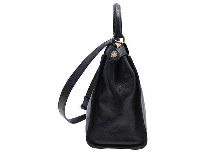 BORSA FENDI PEEKABOO MEDIUM 8BN290 PELLE INvecchiata NERA TRACULLA Nero - vista 4