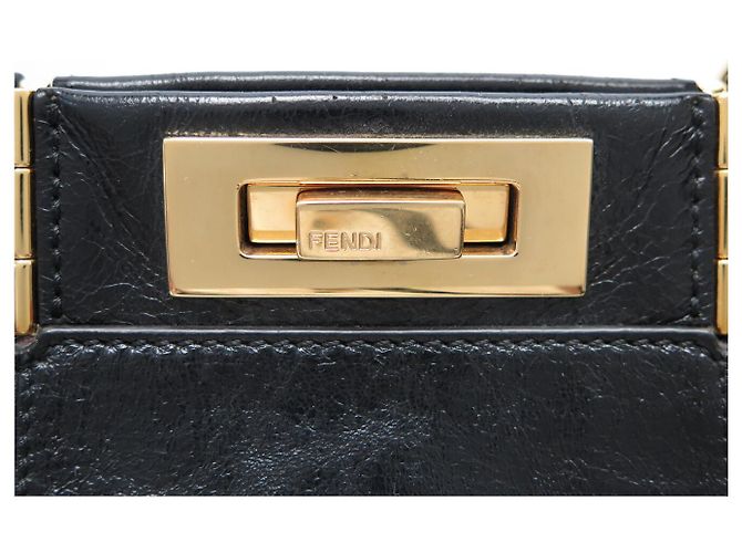 BORSA FENDI PEEKABOO MEDIUM 8BN290 PELLE INvecchiata NERA TRACULLA Nero - vista 5