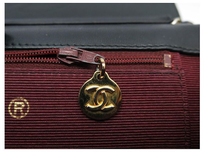 VINTAGE CHANEL HANDべきTASCHE EINFACHE KLAPPE CC LOGO SCHWARZ CHEVRON LEDER HAND BAG - Ansicht 11