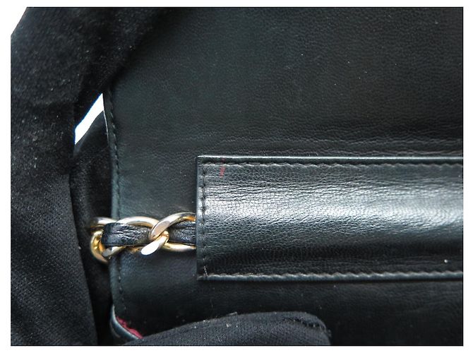 VINTAGE CHANEL HANDべきTASCHE EINFACHE KLAPPE CC LOGO SCHWARZ CHEVRON LEDER HAND BAG - Ansicht 14