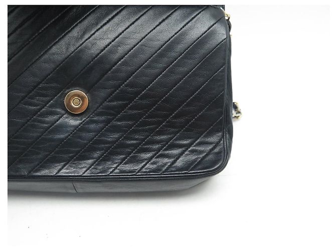 VINTAGE CHANEL HANDべきTASCHE EINFACHE KLAPPE CC LOGO SCHWARZ CHEVRON LEDER HAND BAG - Ansicht 15