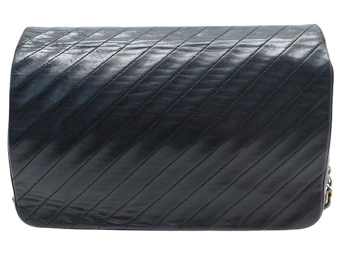 VINTAGE CHANEL HANDべきTASCHE EINFACHE KLAPPE CC LOGO SCHWARZ CHEVRON LEDER HAND BAG - Ansicht 2
