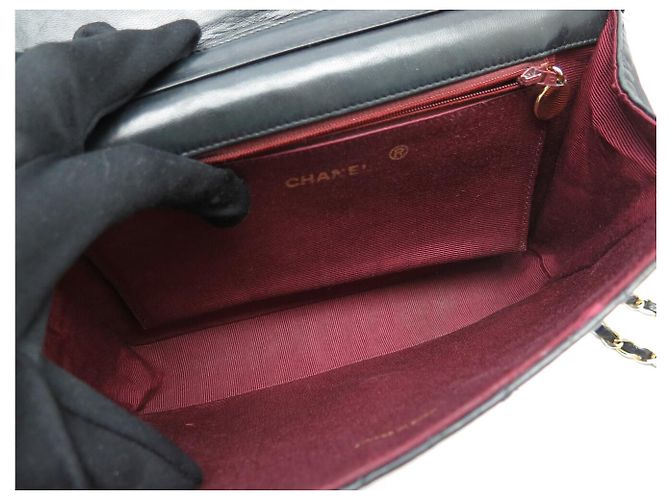 VINTAGE CHANEL HANDべきTASCHE EINFACHE KLAPPE CC LOGO SCHWARZ CHEVRON LEDER HAND BAG - Ansicht 9