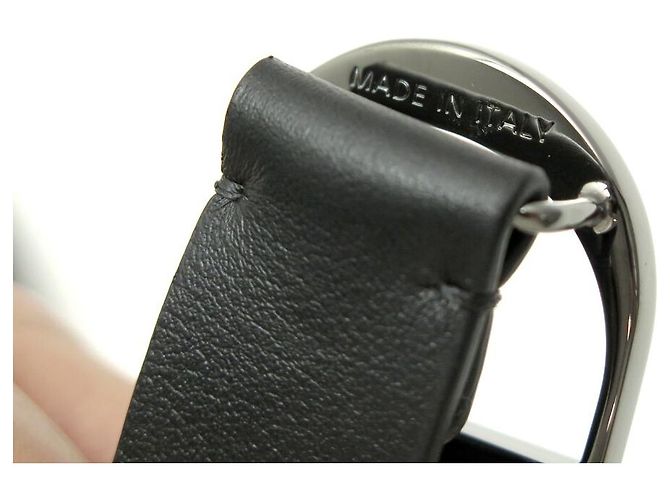 NUEVO CINTURÓN LARGO CHRISTIAN DIOR HEBILLA LOGO PLATA RUTENIO T36 Negro - vista 14