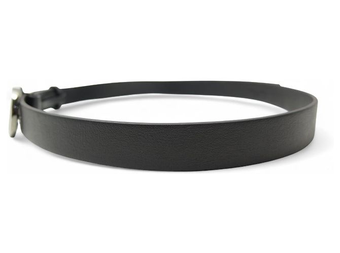 NUEVO CINTURÓN LARGO CHRISTIAN DIOR HEBILLA LOGO PLATA RUTENIO T36 Negro - vista 2