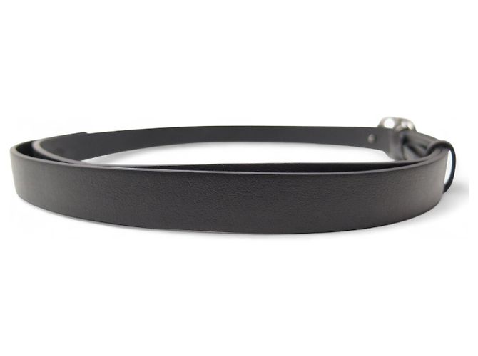 NUEVO CINTURÓN LARGO CHRISTIAN DIOR HEBILLA LOGO PLATA RUTENIO T36 Negro - vista 4