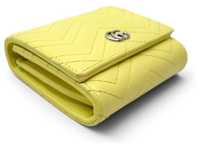 PORTAFOGLIO GUCCI GG MARMONT PM 598629 IN PELLE GIALLA Giallo - vista 3